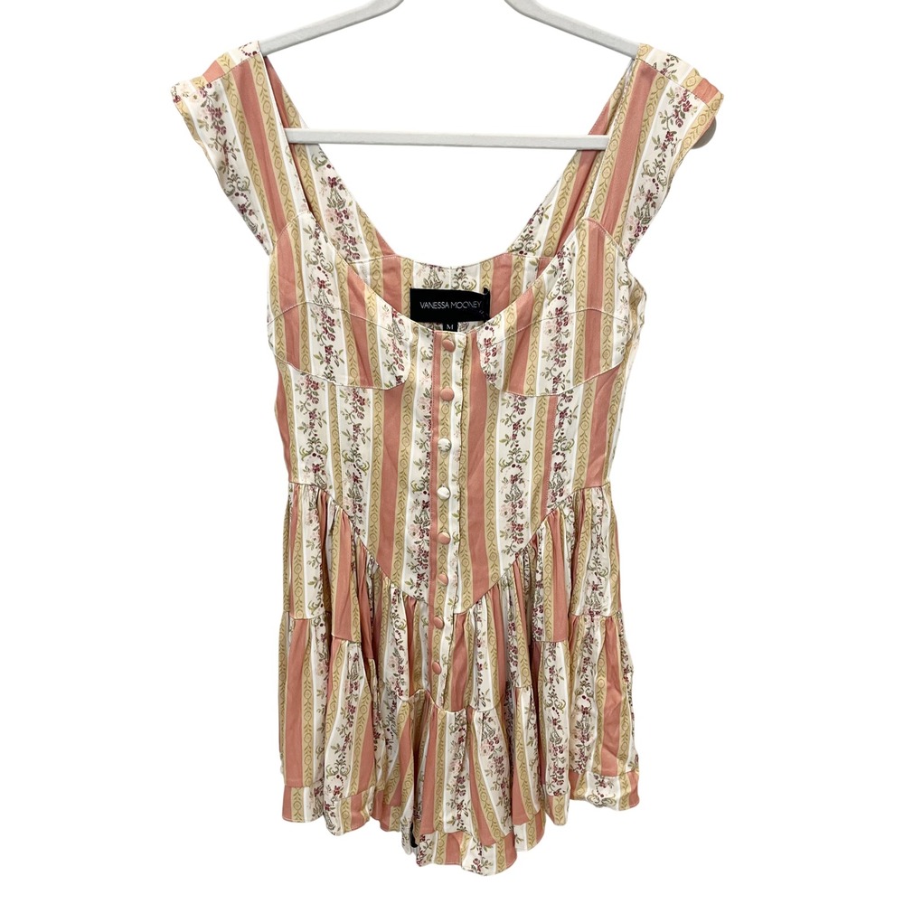 NEW Vanessa Mooney Elisabeth Playsuit Dress Romper Pink Boho Festival MEDIUM